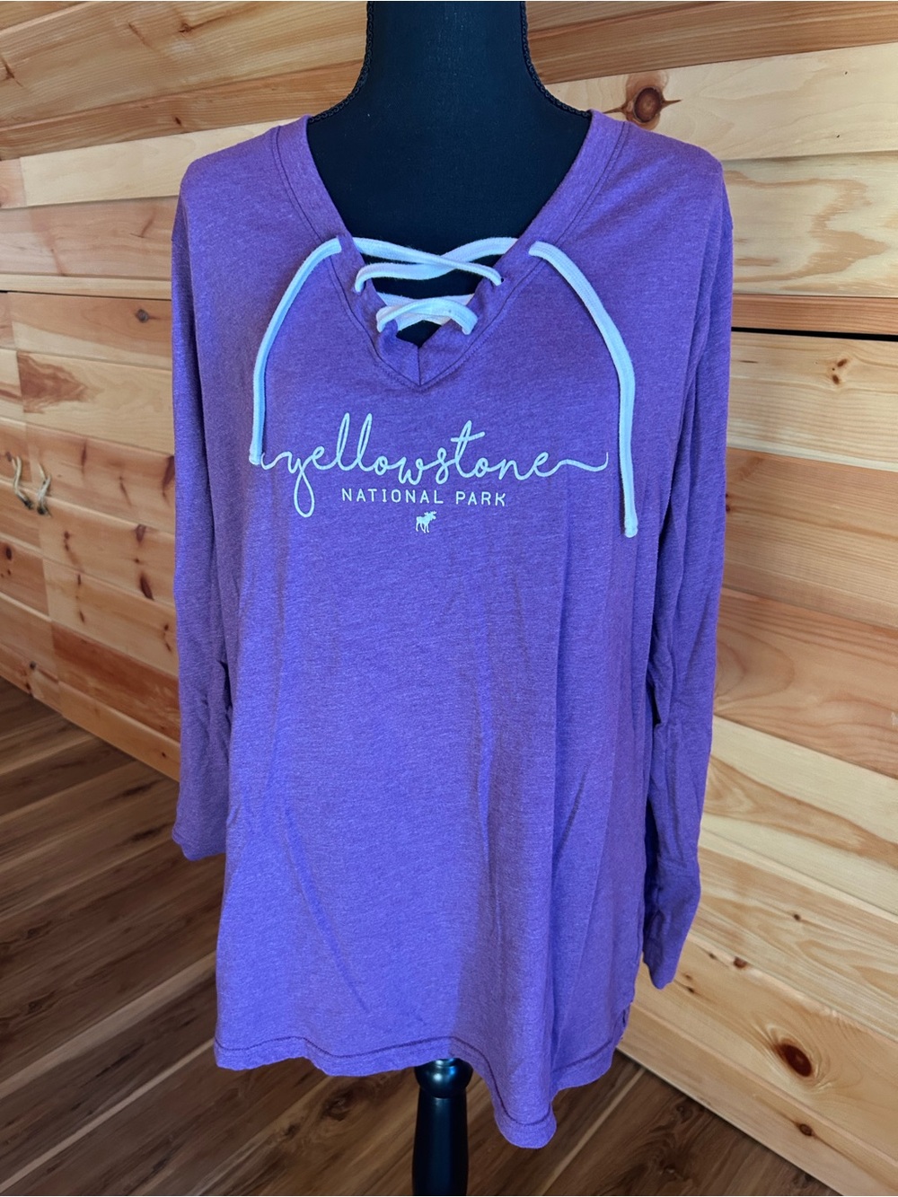 Yellowstone National Park Purple Lace-Up Long Sleeve Top